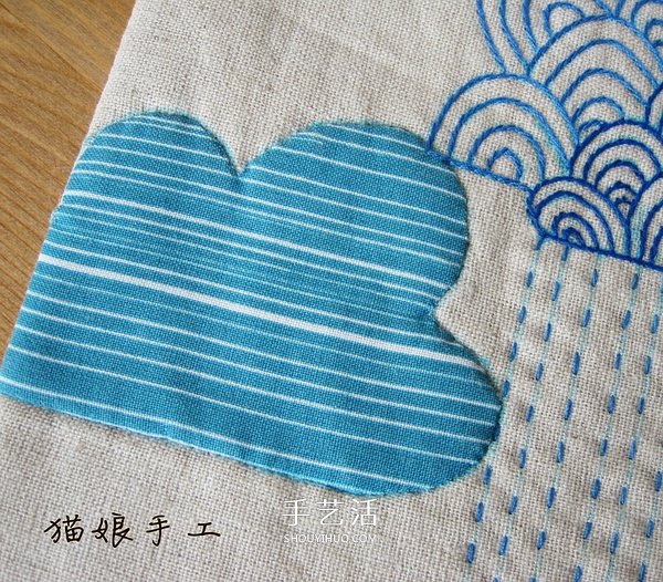 不织布制作祥云桌垫 布艺手工制作云朵桌垫