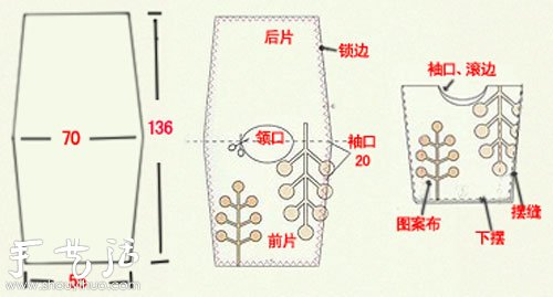 简单DIY女式圆领上衣