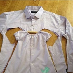 衬衫旧物改造 给女儿手工DIY爱心裙子