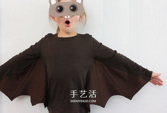 儿童蝙蝠衣制作方法 自制万圣节蝙蝠服装图解