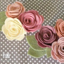 毛毡布+夹子 手工制作漂亮胸花的方法
