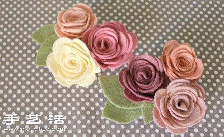 毛毡布+夹子 手工制作漂亮胸花的方法