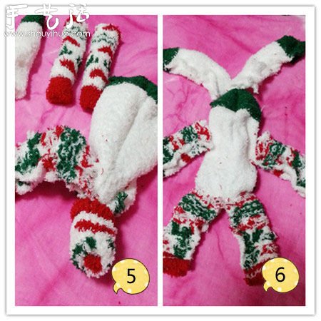 毛绒袜子DIY制作“圣诞兔”玩偶