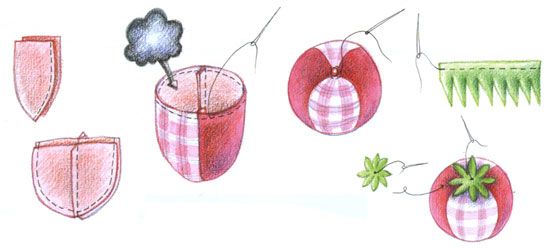 布艺水果梨和番茄的制作教程