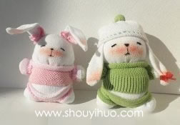 袜子手工制作可爱毛绒玩具兔子