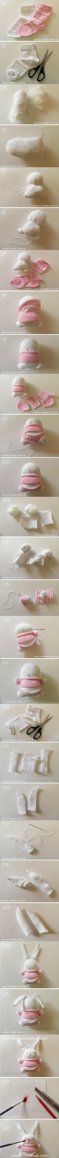 袜子手工制作可爱毛绒玩具兔子