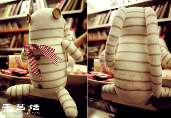 长耳兔袜子娃娃 袜子制作兔子玩偶图解教程