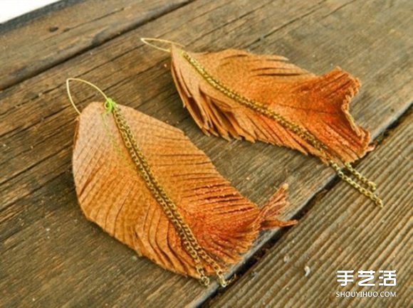 皮革羽毛挂件DIY 用皮革制作羽毛挂饰的方法