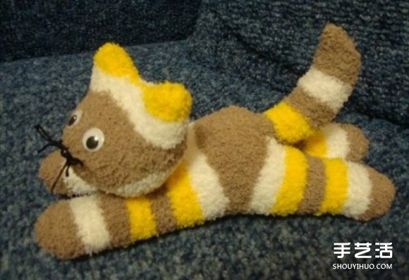 袜子制作趴趴猫的方法 趴趴猫毛绒玩具制作
