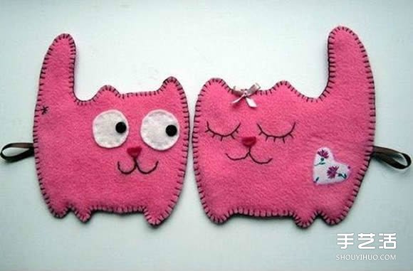 不织布猫咪挂件制作 简单布艺猫咪挂饰DIY图纸