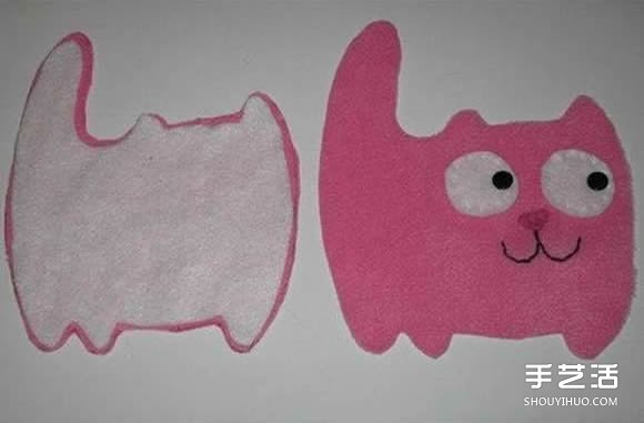 不织布猫咪挂件制作 简单布艺猫咪挂饰DIY图纸