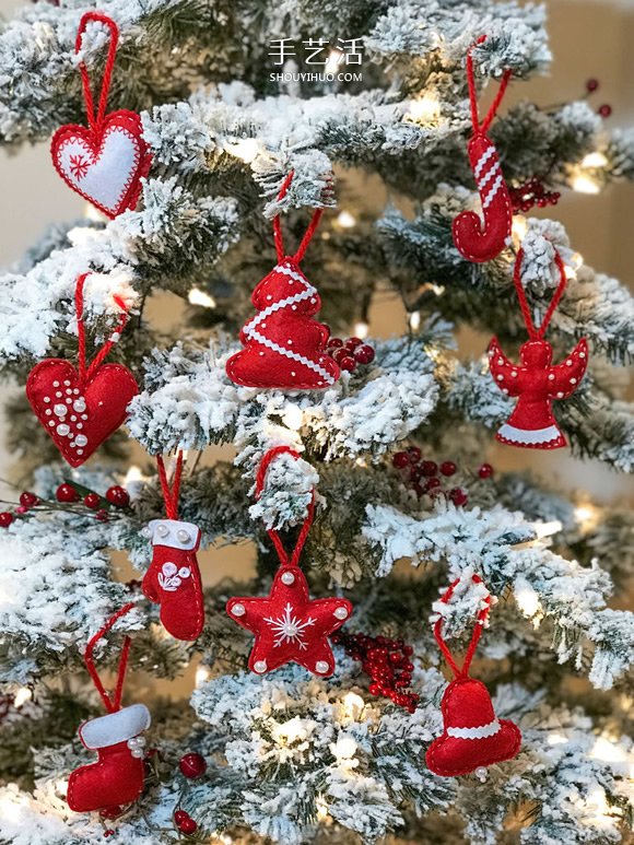 不织布手工制作超可爱圣诞树挂件图解