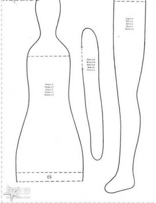 不织布赶海的女孩图纸 自制布艺女孩人偶教程