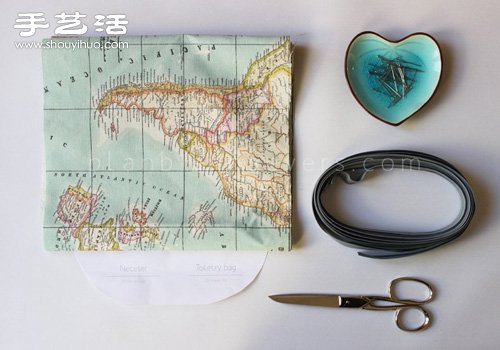 DIY手工制作带世界地图的帆布包束口包教程