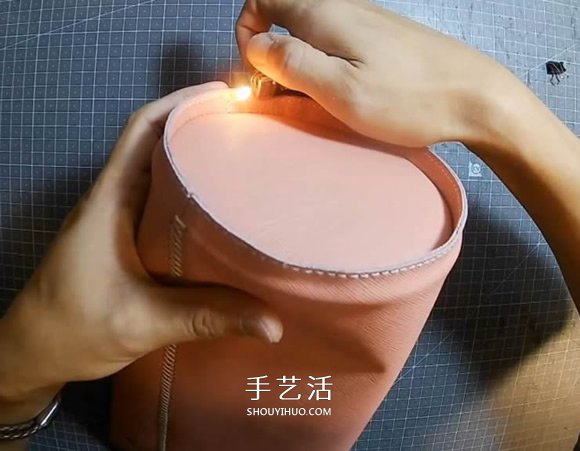 自制迷你皮革水桶包的制作方法详细步骤图