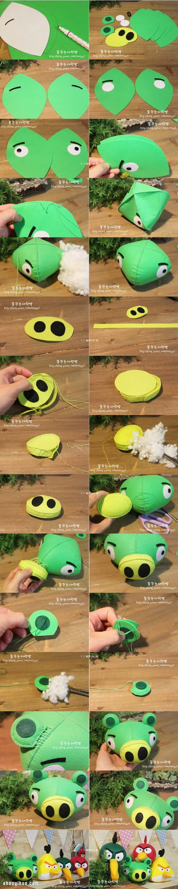 “愤怒的小鸟”大猪头布艺玩具DIY手工制作