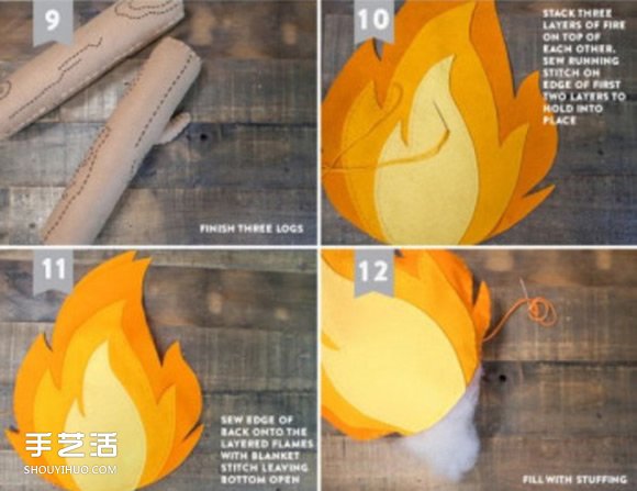 不织布火焰玩具手工制作 布艺火焰的做法图解