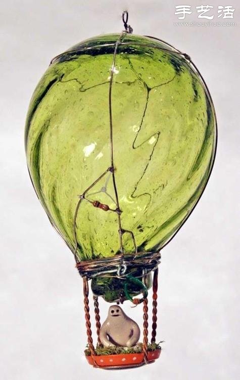 废弃灯泡改造DIY热气球工艺品