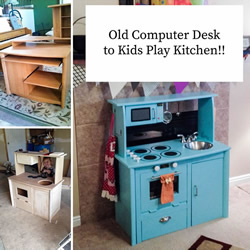 旧电脑桌改造儿童玩具厨房的方法