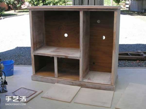 旧电视柜DIY改造儿童玩具厨房的方法图解教程