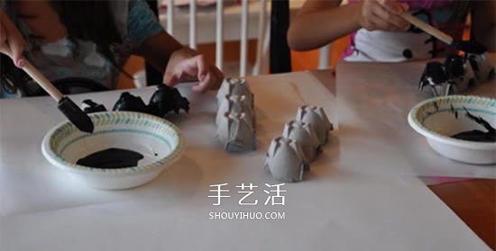 鸡蛋托蝙蝠手工制作 简单做成可爱万圣节挂饰