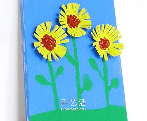 幼儿园重阳节小手工 用鸡蛋托制作菊花贴画