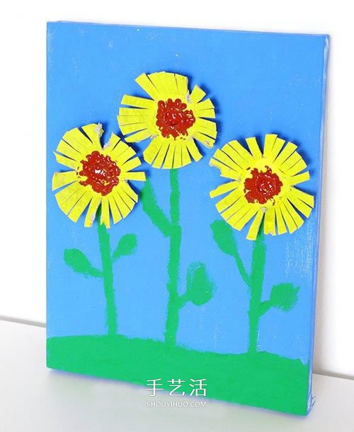 幼儿园重阳节小手工 用鸡蛋托制作菊花贴画