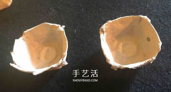 鸡蛋盒废物利用 手工制作玫瑰花胸花图解