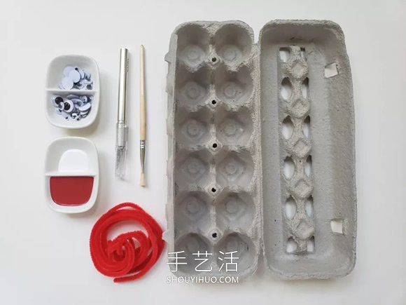 简单鸡蛋托螃蟹的手工制作教程