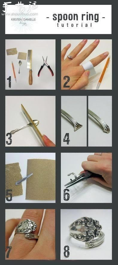 金属勺子DIY戒指的方法