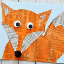 幼儿园用旧报纸制作狐狸粘贴好的做法教程