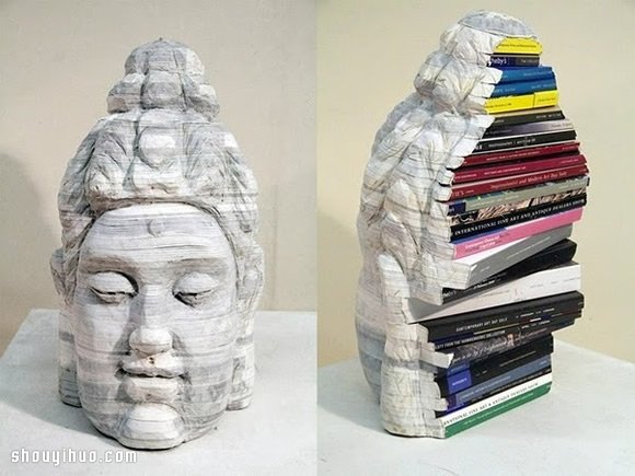 纸雕：旧书废物利用雕刻精美手工艺术品