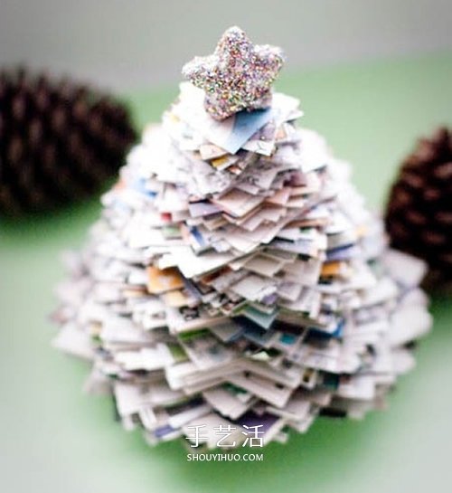 废报纸旧杂志制作圣诞树的方法 简单又漂亮