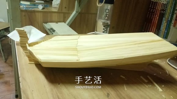 古代战船模型手工制作 纯以一次性筷子完成