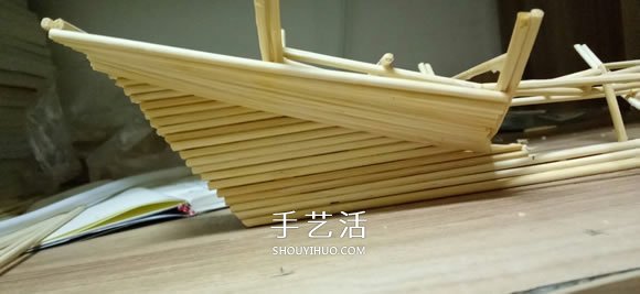 古代战船模型手工制作 纯以一次性筷子完成