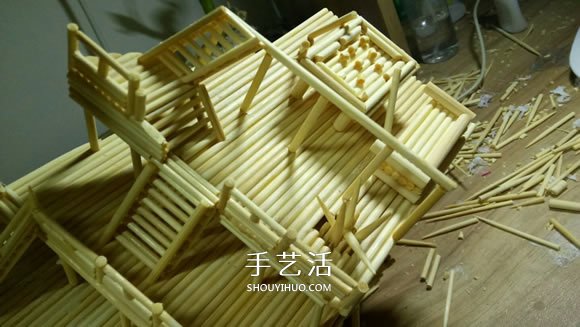 古代战船模型手工制作 纯以一次性筷子完成