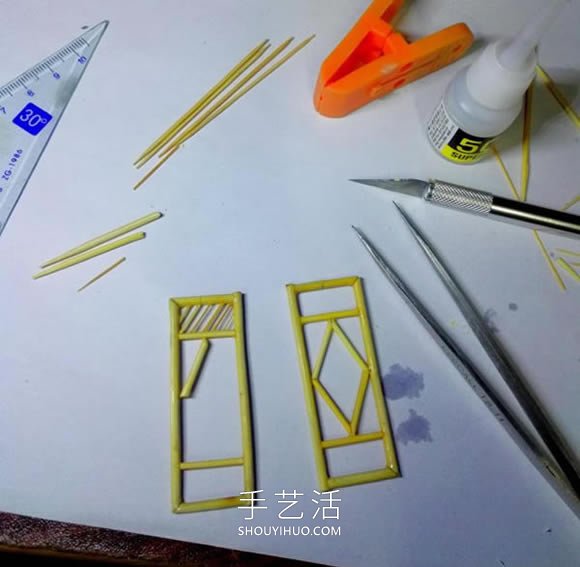 一次性筷子做古代塔的制作方法教程