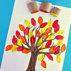 漂亮大树的画法 用卫生纸卷筒很容易！