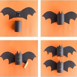 儿童手工制作蝙蝠 用卫生纸卷筒和卡纸做