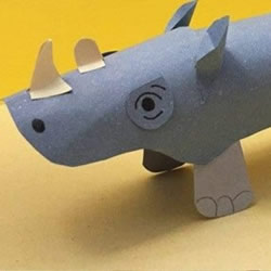 幼儿园手工制作犀牛 卷纸筒做立体犀牛方法