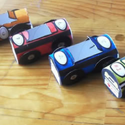 幼儿园卷纸筒小手工 制作可爱的小汽车玩具