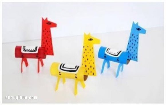 儿童玩具骆驼马手工制作 用卫生纸卷筒卡纸