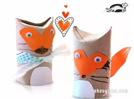 卫生纸卷筒制作狐狸的方法，贼兮兮很可爱