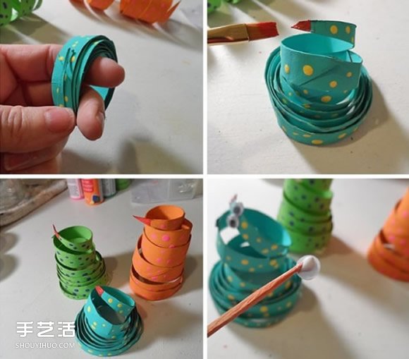 幼儿园小蛇手工制作教程 卷纸筒做玩具蛇的方法