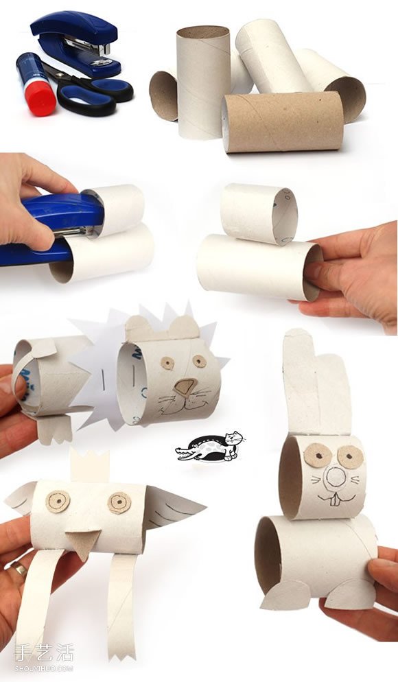 卷纸筒手工制作小动物 幼儿园小动物制作教程