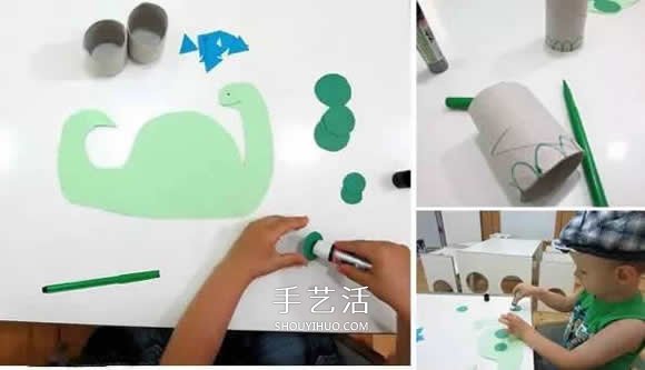 幼儿手工制作恐龙教程 卷纸筒做恐龙的方法