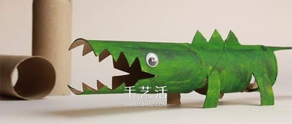 卫生纸筒制作小鳄鱼 幼儿卷纸筒鳄鱼的做法
