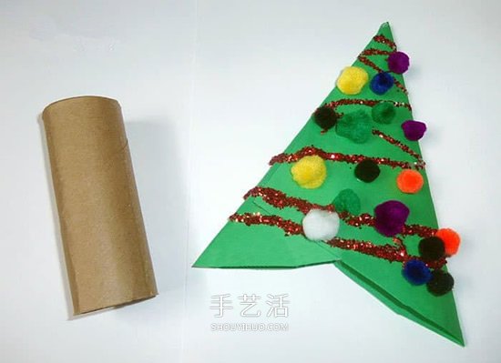 简单圣诞树挂饰的做法 用卫生纸筒做圣诞树