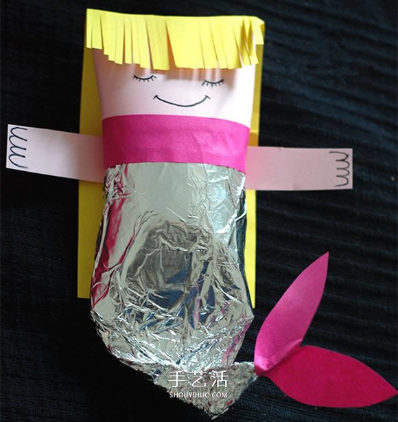 幼儿手工制作美人鱼 卫生纸筒做美人鱼的方法
