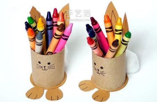 废物利用做笔筒的方法 简单可爱小兔子笔筒DIY